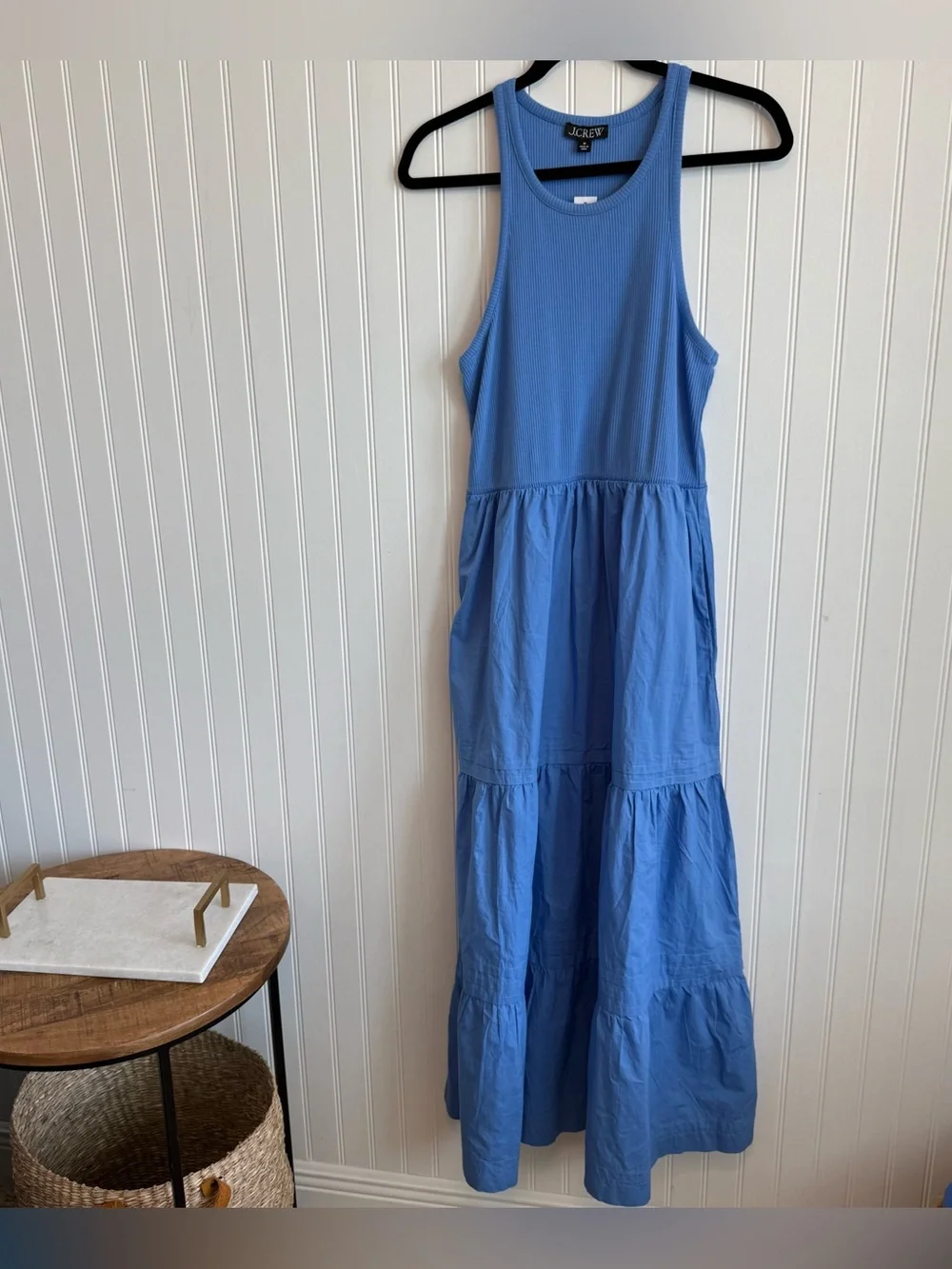 J Crew NWT Vintage Rib High-neck Cutaway Tank Dress with Poplin Skirt Size M